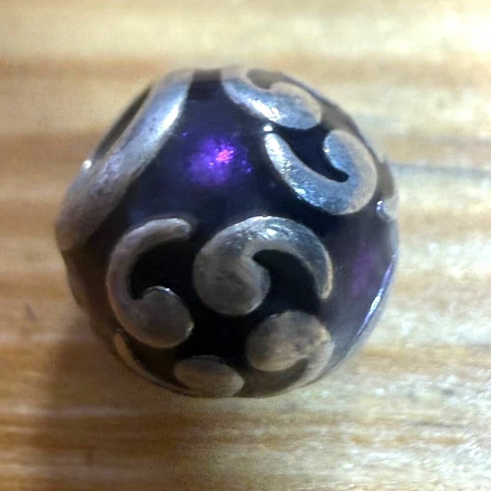 Pandora Purple Zen Enamel Charm 925 ALE Sterling Silver Retired